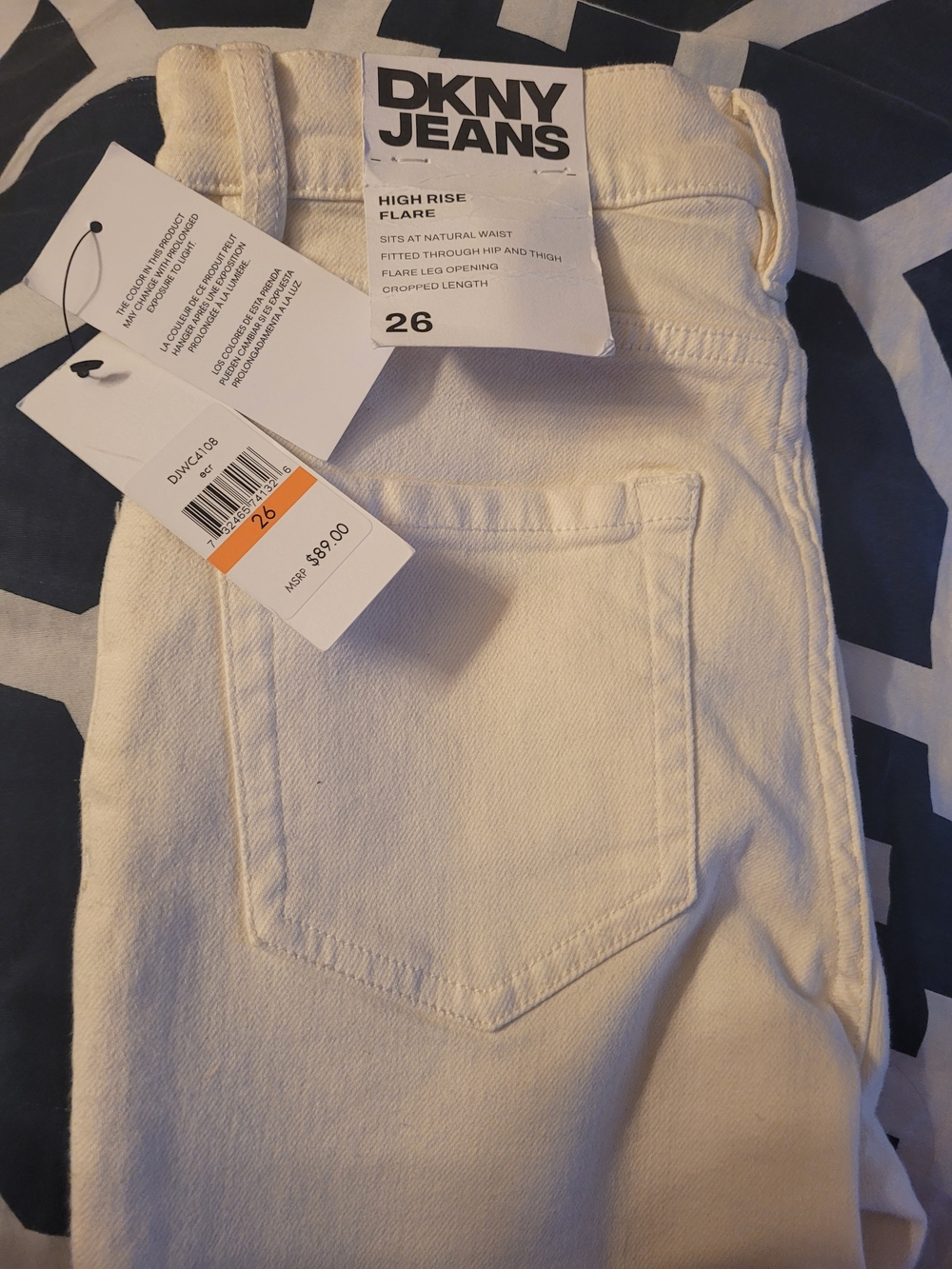DKNY Off-White Flared High-Rise Jeans